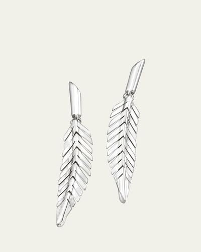 CADAR 18K White Gold Feather Drop Earrings, Small