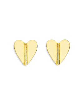 Cadar Cadar 18K Yellow Gold Endless Wings of Love Medium Folded Heart Stud Earrings
