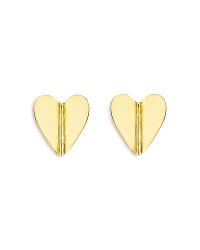 Cadar Cadar 18K Yellow Gold Endless Wings of Love Medium Folded Heart Stud Earrings