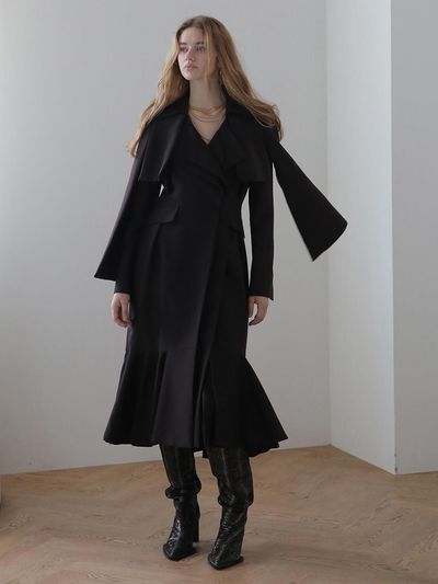 CAHIERS [CAHIERS] Cape shawl mermaid long coat_brown