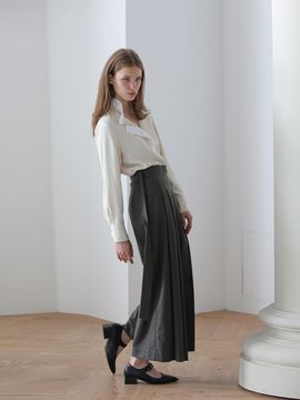 CAHIERS [CAHISIENNE] Pleated Wide Pants_Dark Khaki