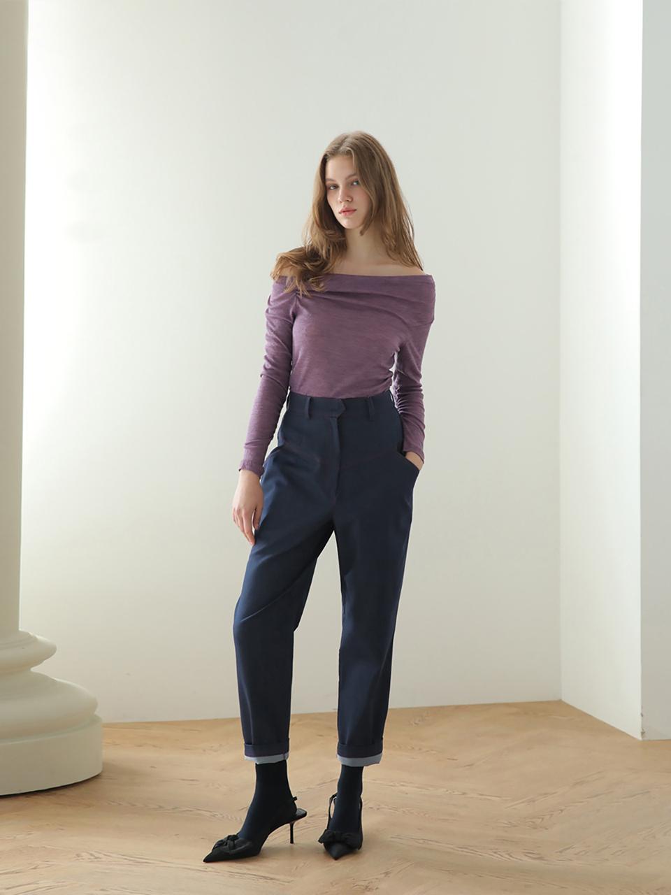 CAHIERS [CAHISIENNE] Red stitch denim pants_blue