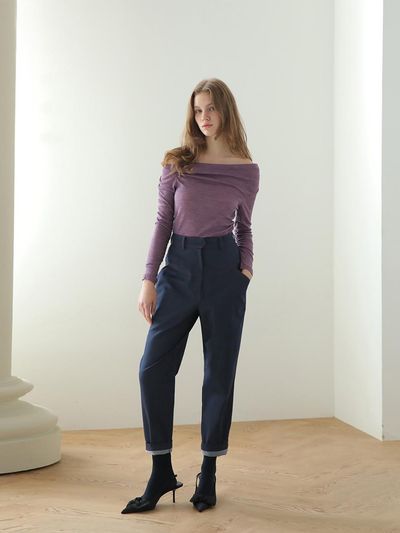 CAHIERS [CAHISIENNE] Red stitch denim pants_blue