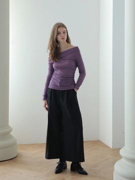 CAHIERS [CAHISIENNE] Wide Slacks Set-Up Pants_Black