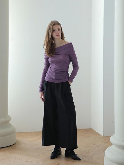CAHIERS [CAHISIENNE] Wide Slacks Set-Up Pants_Black