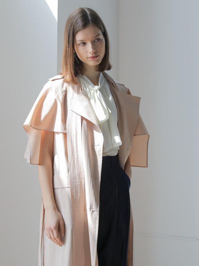 CAHIERS [CAIGIENNE] Loose-fit Cape Double Trench Coat