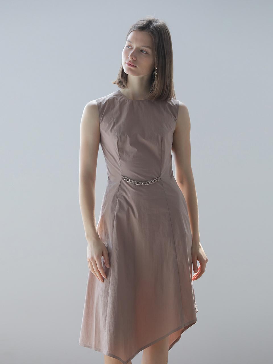CAHIERS [CAIGIENNE] Sleeveless Chain Point Slim-fit Midi Dress