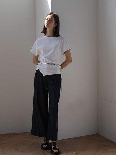 CAHIERS [CAIGIENNE] Wide Slacks Setup Pants [Blue]