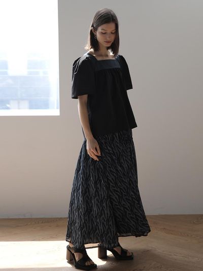 CAHIERS [CAIGIENNE] Zebra Print Elastic Band Maxi Skirt