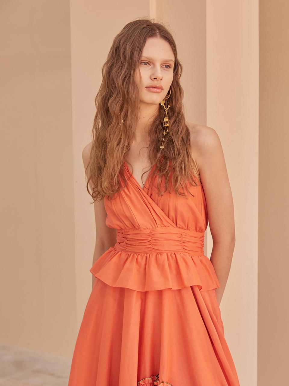 CAHIERS Halterneck Wrap Style Tiered Asymmetric Dress