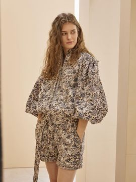 CAHIERS High Rise Flower Corduroy-embroidered Shorts
