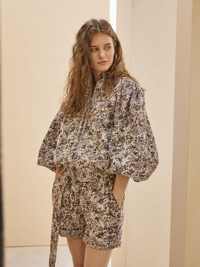 CAHIERS High Rise Flower Corduroy-embroidered Shorts