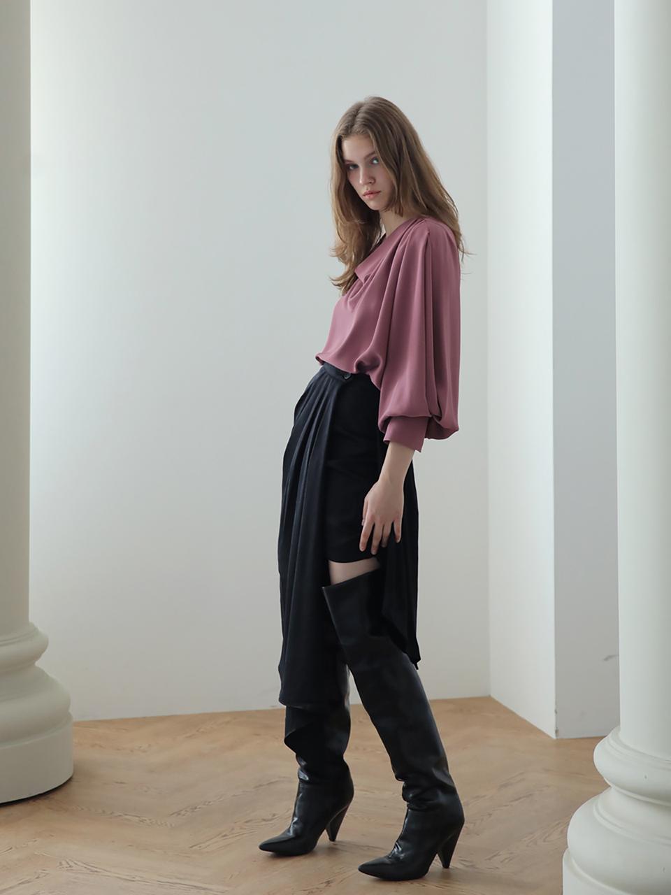 CAHIERS [Kai Zienne] Drape Unbalanced Wrap Skirt
