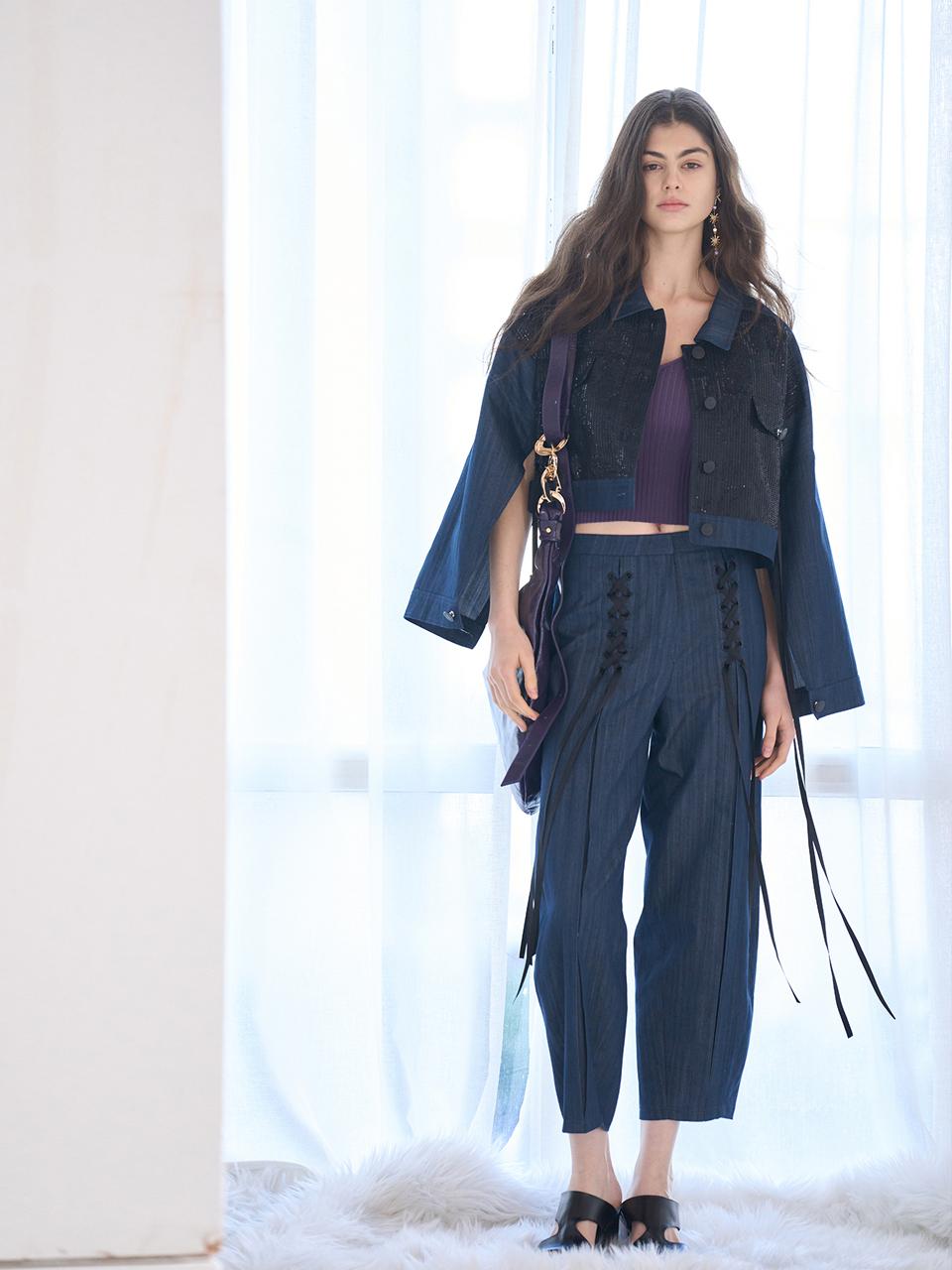 CAHIERS [KAIYE] Lace-up Baggy Fit Denim Pants