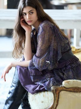 CAHIERS [KAIYE] Paisley Print Unbalanced Tiered Dress