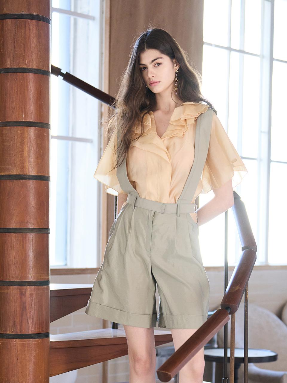 CAHIERS [KAIYE] Wide Silk Roll-up Salopette Shorts