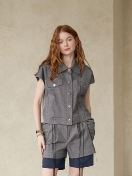 CAHIERS Layered Style Drape Pocket Shorts_Blue