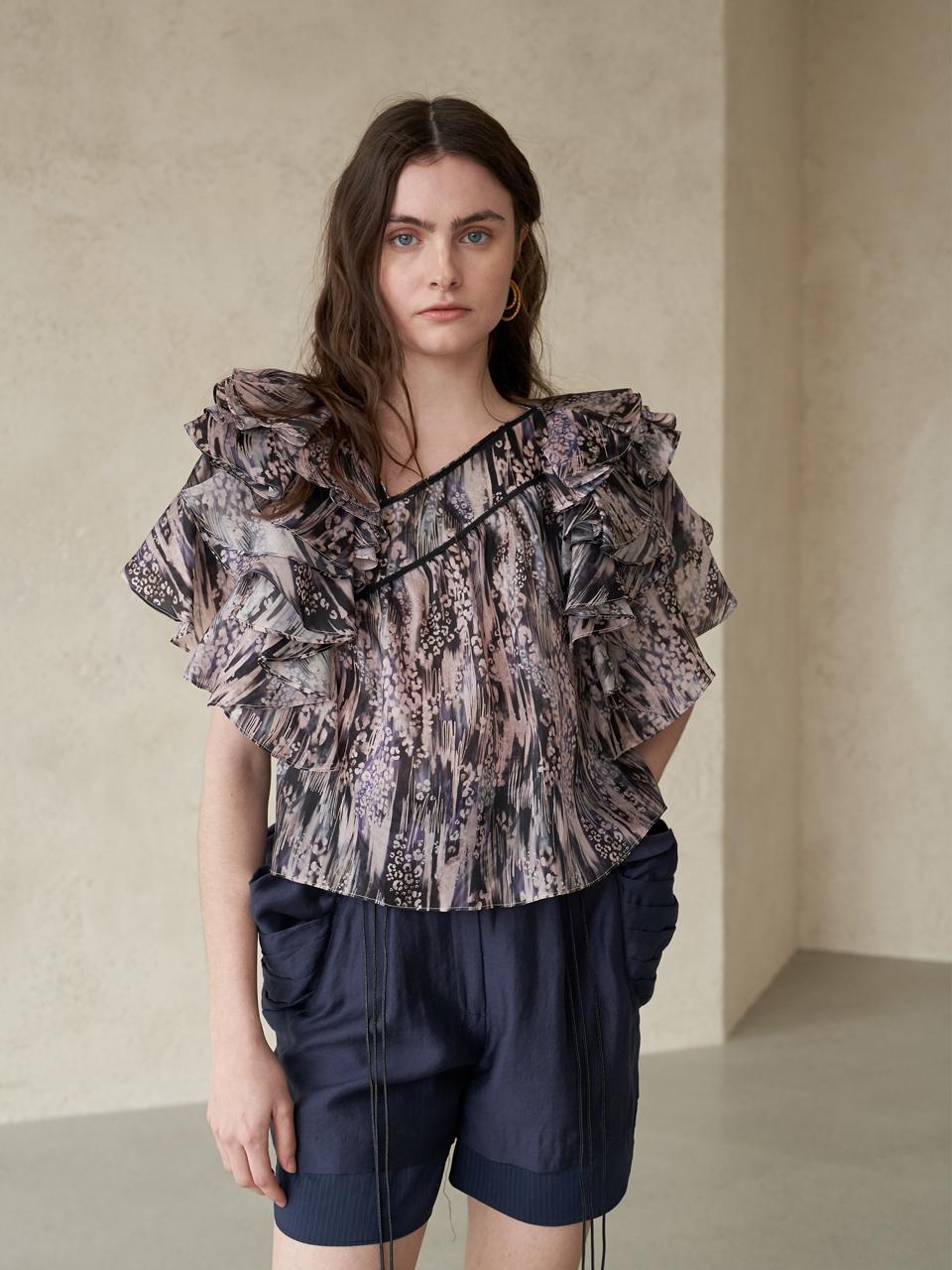 CAHIERS Layered Style Drape Pocket Shorts_Navy