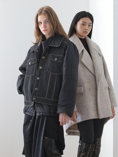 CAHIERS [So close] Loose-fit denim padded jacket