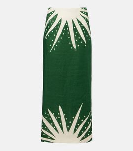 Cala de la Cruz Cala de la Cruz Bruna printed linen midi skirt