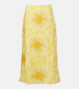 Cala de la Cruz Cala de la Cruz Fabiana printed linen midi skirt