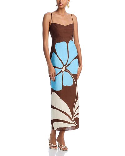 cala de la cruz paloma linen exploded flower dress Cala de la Cruz Paloma Sleeveless Linen Midi Dress