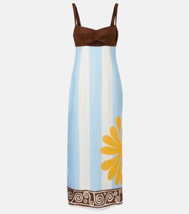 Cala de la Cruz Cala de la Cruz Nara cutout striped linen midi dress
