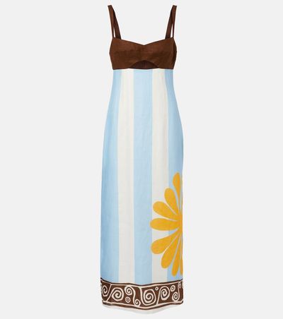 Cala de la Cruz Cala de la Cruz Nara cutout striped linen midi dress