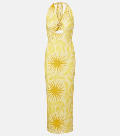 Cala de la Cruz Cala de la Cruz Orly printed cutout linen maxi dress