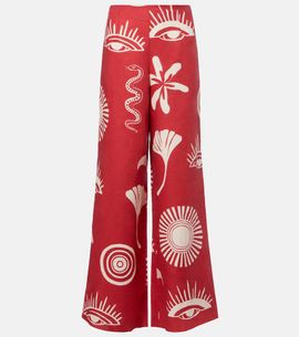 Cala de la Cruz Cala de la Cruz Toya printed linen wide-leg pants