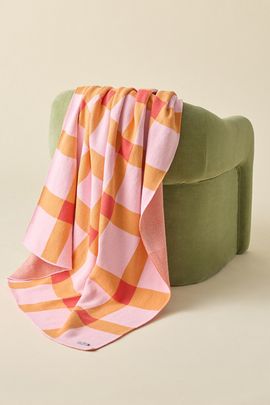 Calhoun & Co. Calhoun & Co. Gingham Knit Throw Blanket in Pink at Urban Outfitters