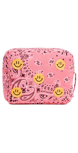 Call It By Your Name Call It By Your Name Happy Face Bandana Cotton Vanity Pouch Strawberry / Pale Pink One