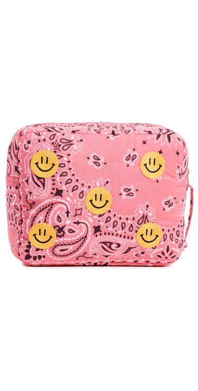 Call It By Your Name Call It By Your Name Happy Face Bandana Cotton Vanity Pouch Strawberry / Pale Pink One