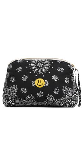 Call It By Your Name Call It By Your Name Large Happy Face Bandana Vanity Pouch All Black One