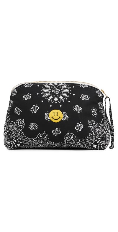 Call It By Your Name Call It By Your Name Large Happy Face Bandana Vanity Pouch All Black One