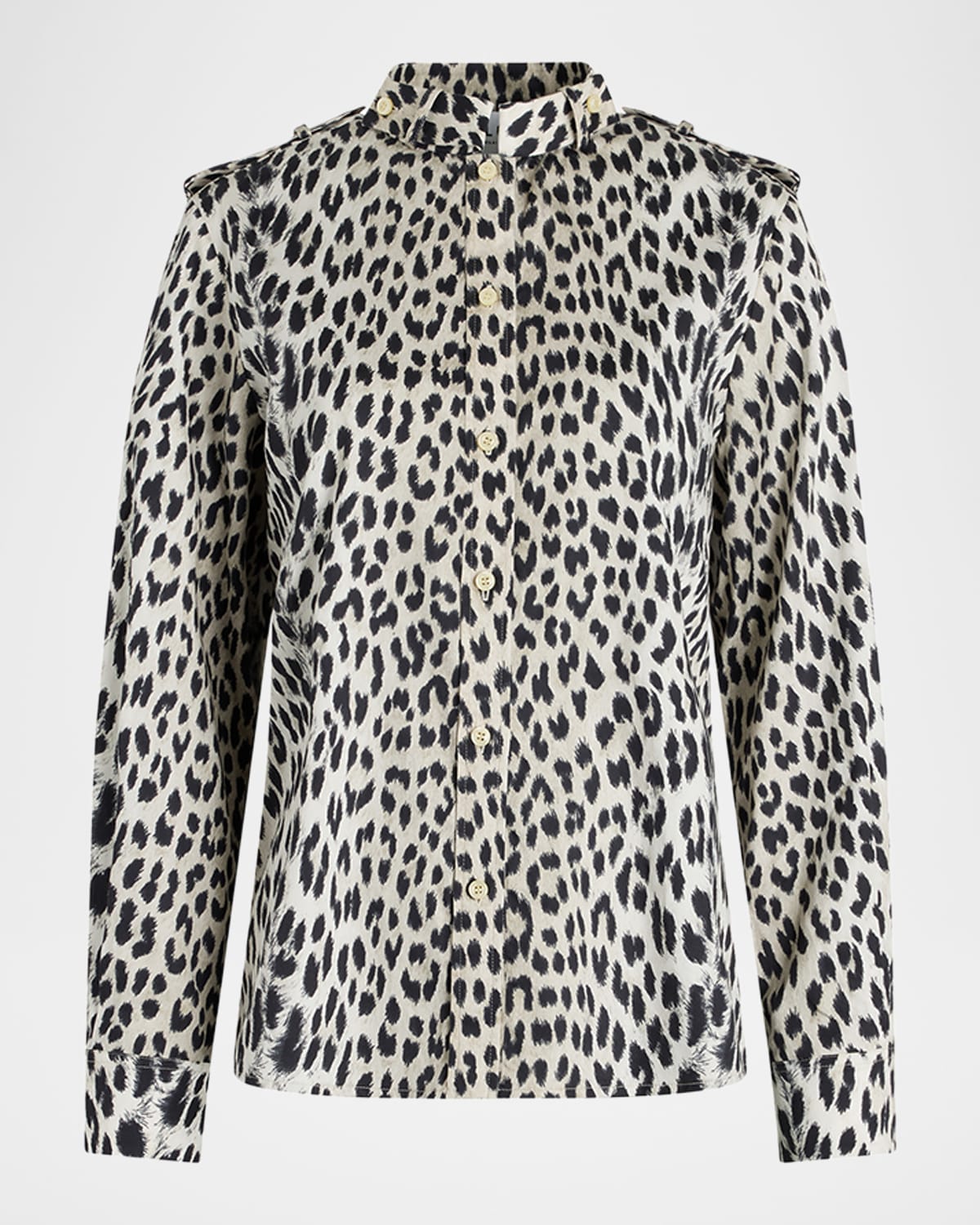 CALLAS Milano Mika Band-Collar Cheetah-Print Shirt