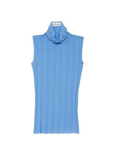 Callas Milano Women's Romy Sleeveless Turtleneck Sweater in Merino Wool Rib