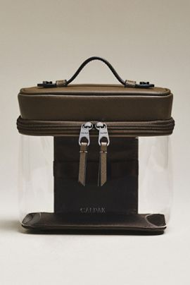 CALPAK Clear Train Case with Top Compartment
