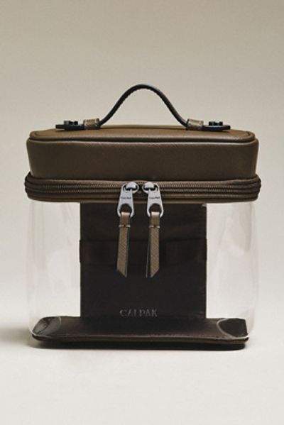 CALPAK Clear Train Case with Top Compartment