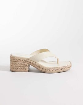 Calvin Klein Calvin Klein block heel espadrille flip flop sandals in beige-Neutral