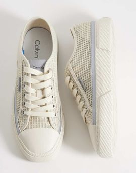 Calvin Klein Calvin Klein chunky low raffia sneakers in off-white