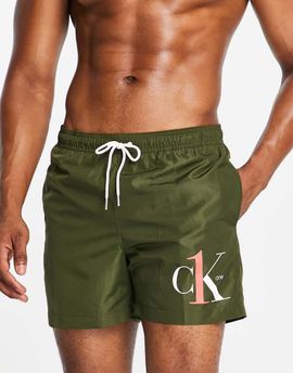 Calvin Klein Calvin Klein CK One polyester swim shorts in khaki-Green