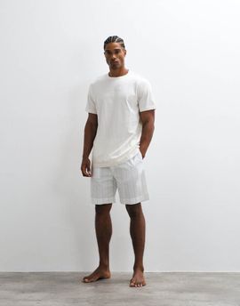 Calvin Klein Calvin Klein cotton poplin T-shirt and striped shorts set in off-white