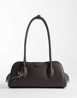 Calvin Klein Calvin Klein emblem pebble shoulder bag with hardware charm in chocolate brown