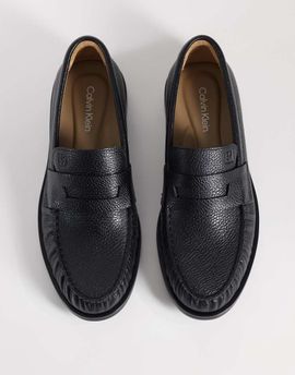 Calvin Klein Calvin Klein essential leather loafers with grain texture in black