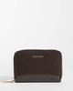 Calvin Klein Calvin Klein foil logo glossy zip wallet in chocolate brown - 1