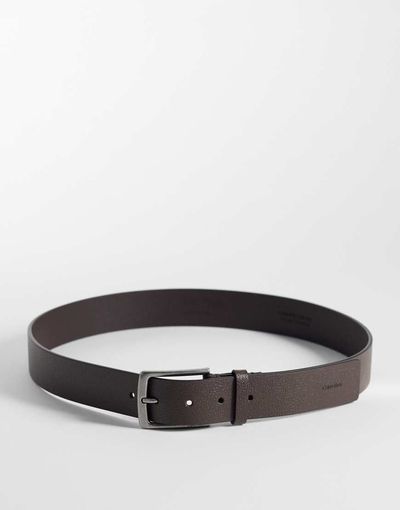 Calvin Klein Calvin Klein grain buckle belt 35mm in chocolate brown