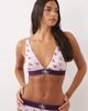 Calvin Klein Calvin Klein Graphic emblem print lightly lined triangle bra in pink and purple-Orange - 2