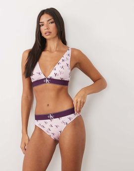 Calvin Klein Calvin Klein graphic logo print high waist bikini brief in pink-Orange