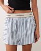 Calvin Klein Calvin Klein heritage cotton logo waistband shorts in blue stripe poplin - 3